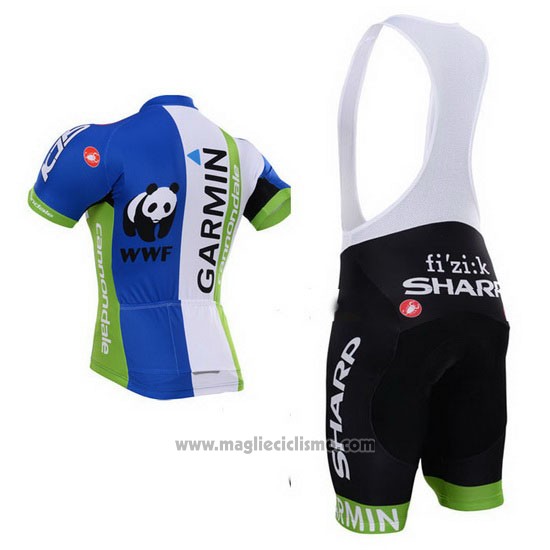 2015 Abbigliamento Ciclismo Garmin Blu e Bianco Manica Corta e Salopette